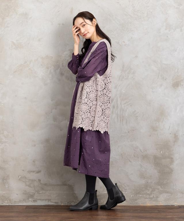 サブストリート（sab street）/【大きいサイズ】21号(6L〜) ホイルドットプリントキーネックワンピース サブストリート（sab street）/【大きいサイズ】21号(6L〜) ホイル