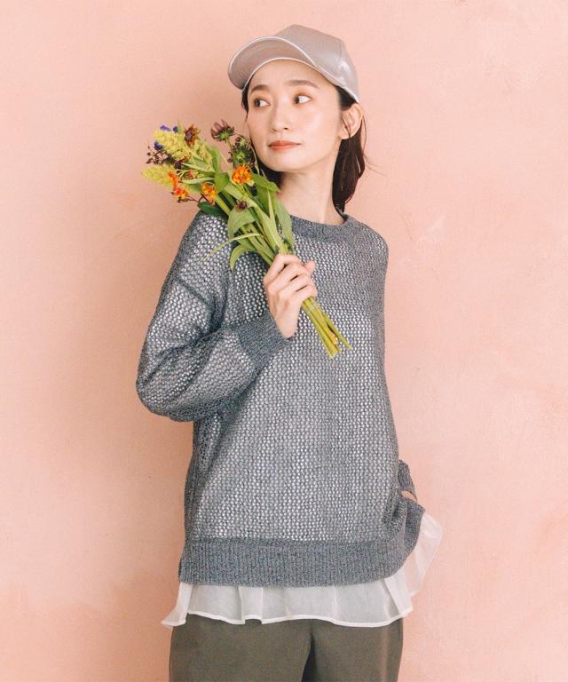 ANAYI アナイ ニット ピンク サイズ:38(M) / 24秋冬 ビジュー ネック