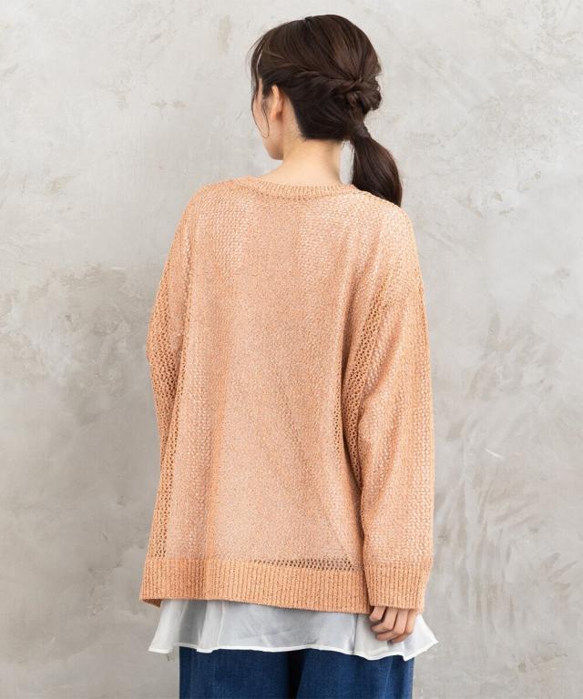 サブストリート（sab street）/【大きいサイズ】15号・19号 FONTLAB メッシュニット×シフォンヘムインナーアンサンブル サブストリート（sab street）/【大きいサイズ】15号・19号 FONTLAB