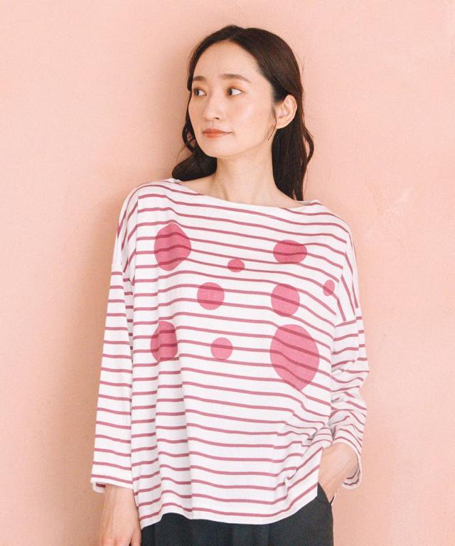 サブストリート（sab street）/【大きいサイズ】 [30th][MADE IN JAPAN]ドットプリントボーダーカットソー