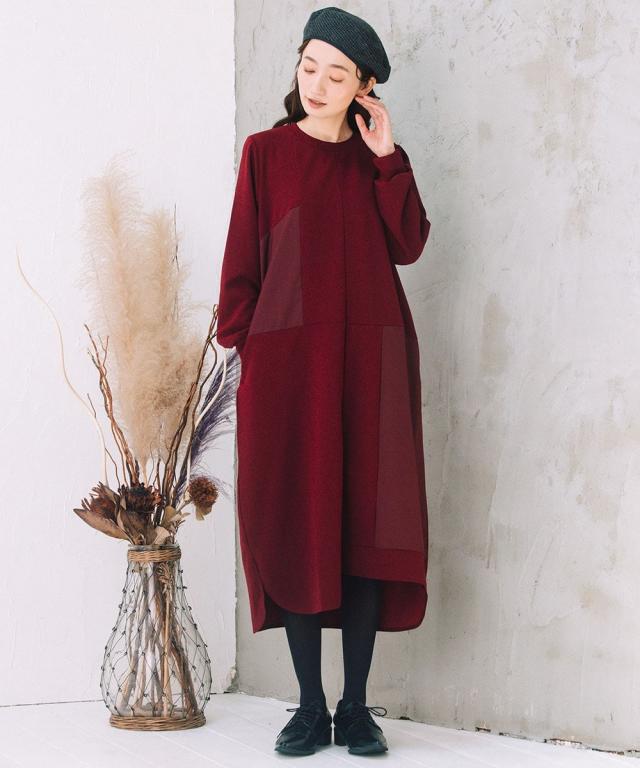 サブストリート（sab street）/【大きいサイズ】FONTLAB 異素材コンビアシメワンピース