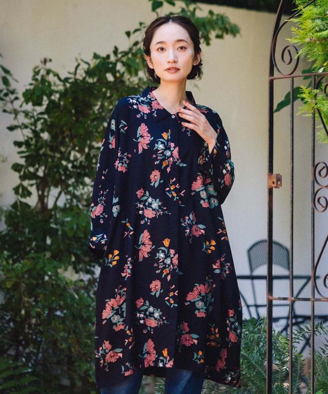 サブストリート（sab street）/【大きいサイズ】21号(6L〜) INDESIGN フラワーブーケプリントシャツチュニック