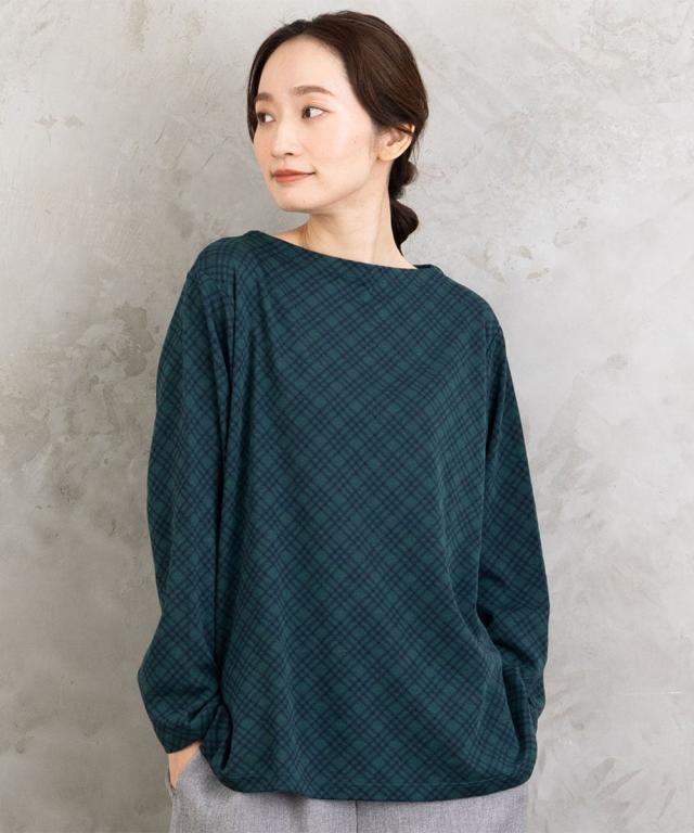 サブストリート（sab street）/【大きいサイズ】21号(6L〜) バイアスチェックモックネックインナー