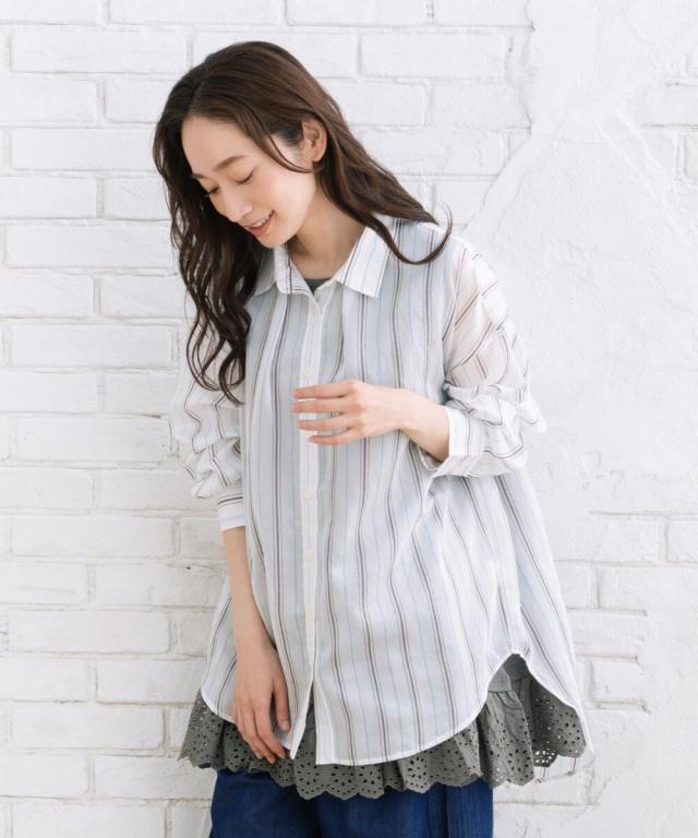 サブストリート（sab street）/【大きいサイズ】【sabstreet bis】【web限定】 シアーストライプシャツ_2