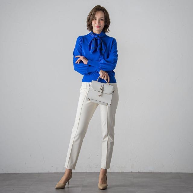 ビアッジョブルー（Viaggio blu）/ダブルクロスバックピーチテーパードパンツ≪洗濯機で洗える≫の通販は