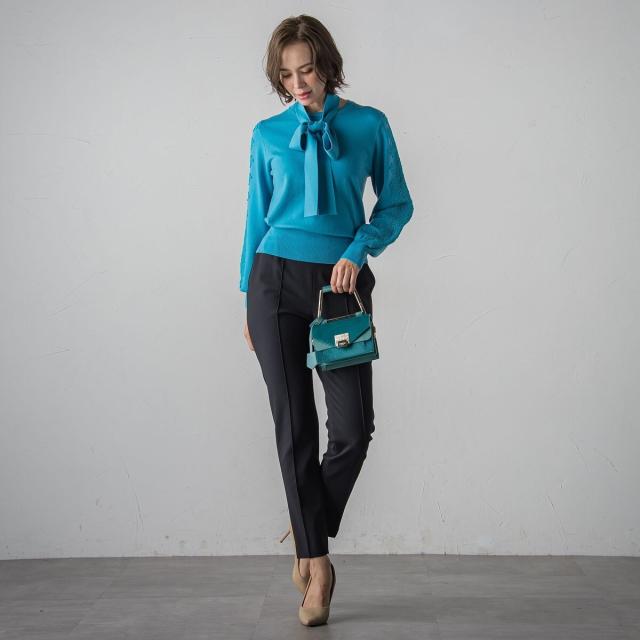 ビアッジョブルー（Viaggio blu）/ダブルクロスバックピーチテーパードパンツ≪洗濯機で洗える≫の通販は