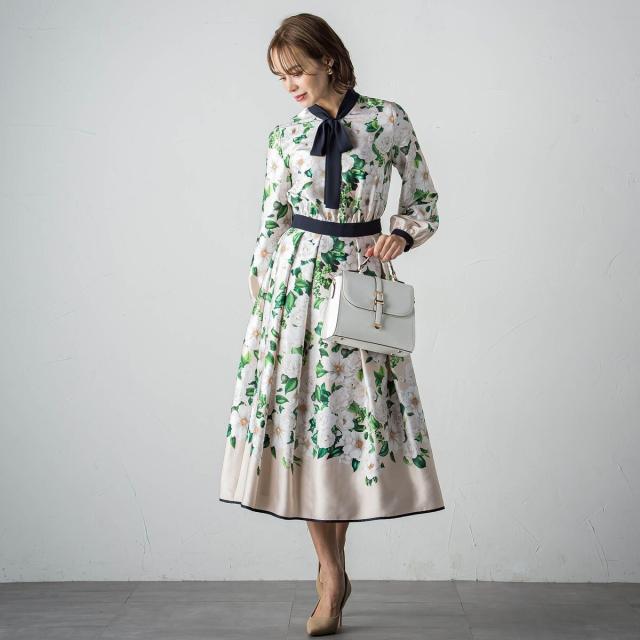 ビアッジョブルー（Viaggio blu）/カメリアプリントワンピース≪手洗い可能≫の通販は 50,490円