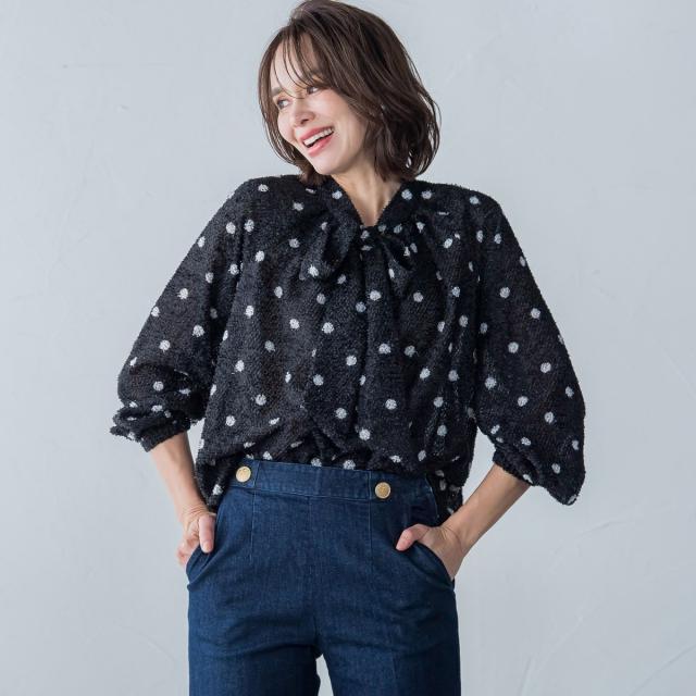 ビアッジョブルー（Viaggio blu）/フェザージャガードドットブラウス≪洗濯機で洗える≫の通販は