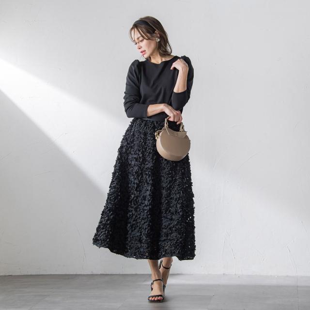 ビアッジョブルー　Viaggio Blu　フラワージャガードスカート　ボタニカル ビアッジョブルー Viaggio Blu フラワージャガードフレア