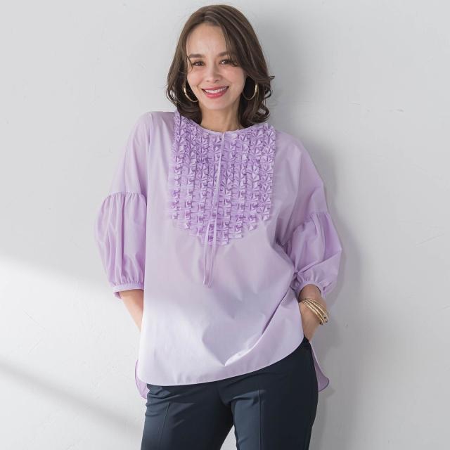 ビアッジョブルー（Viaggio blu）/フロントフリルブラウス≪洗濯機で洗える≫