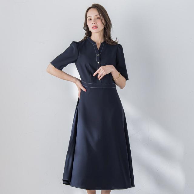 Viaggio Blu　配色ステッチワンピース（洗濯機可） 配色ステッチワンピース≪洗濯機で洗える≫ | Viaggio Blu