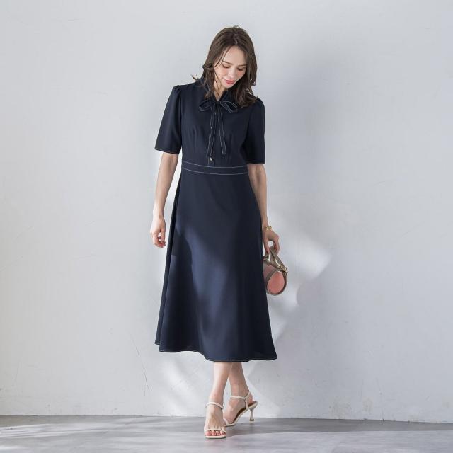 ビアッジョブルー（Viaggio blu）/配色ステッチワンピース≪洗濯機で