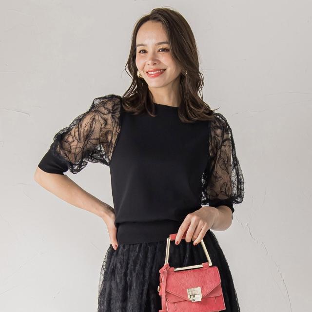 ビアッジョブルー（Viaggio blu）/フェザーフラワーニット≪手洗い可能≫