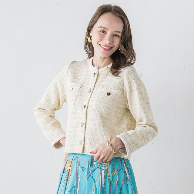 ビアッジョブルー（Viaggio blu）/ツイードニットカーディガン≪手洗い可能≫