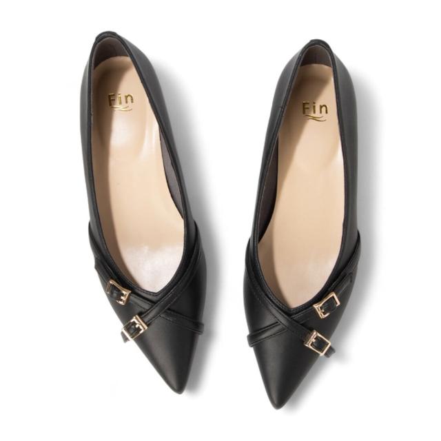 フィン（Fin）/【25秋冬新作】ポインテッドトゥベルテッドフラットシューズ