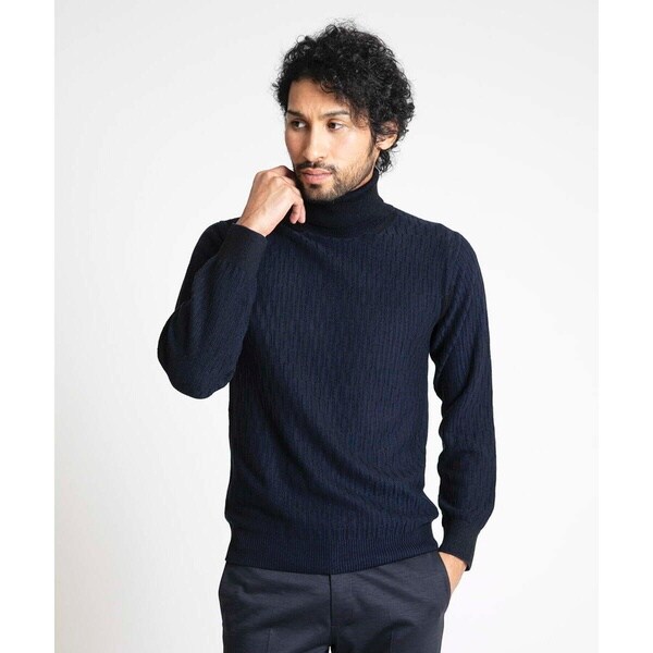 ミッシェルクランオム（MICHEL KLEIN HOMME）/矢羽根柄 タートルネックニット
