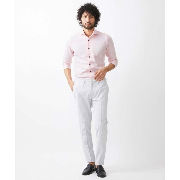 ミッシェルクランオム（MICHEL  HOMME）/《日本製》立体柄ストレッチラッセル七分袖シャツ