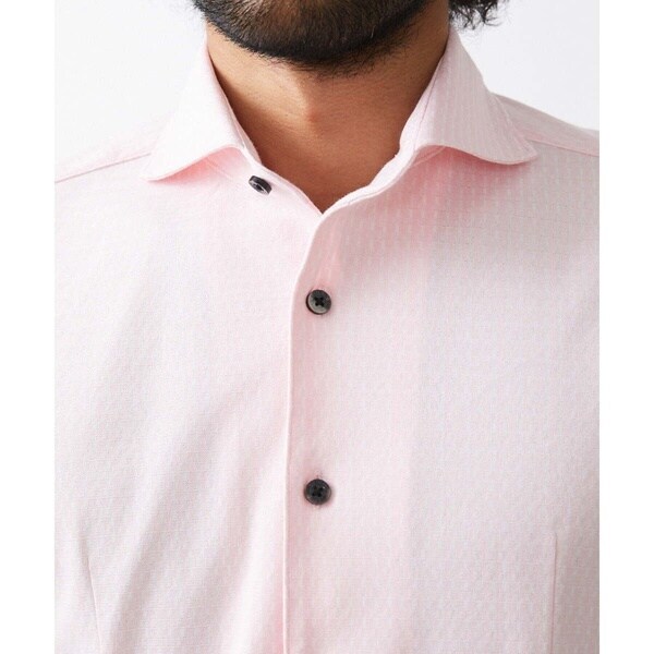 ミッシェルクランオム（MICHEL  HOMME）/《日本製》立体柄ストレッチラッセル七分袖シャツ