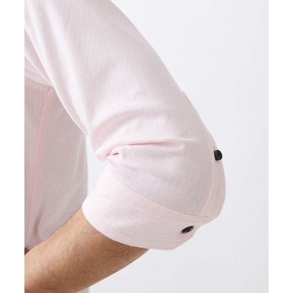 ミッシェルクランオム（MICHEL  HOMME）/《日本製》立体柄ストレッチラッセル七分袖シャツ