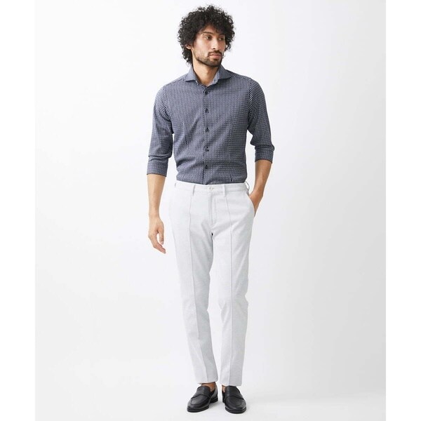 ミッシェルクランオム（MICHEL  HOMME）/《日本製》立体柄ストレッチラッセル七分袖シャツ