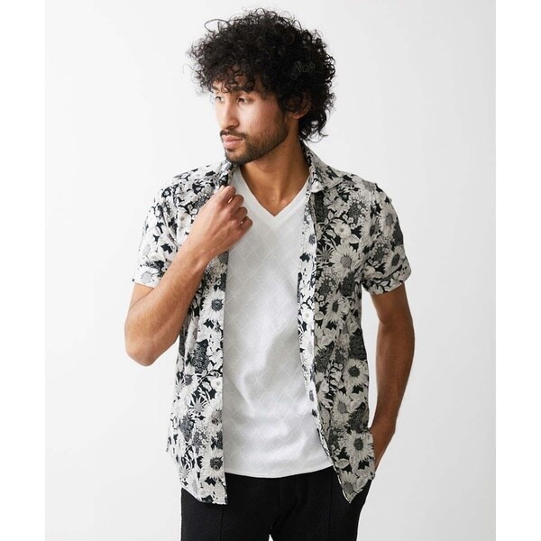 ミッシェルクランオム（MICHEL  HOMME）/《日本製》フラワー柄半袖シャツ