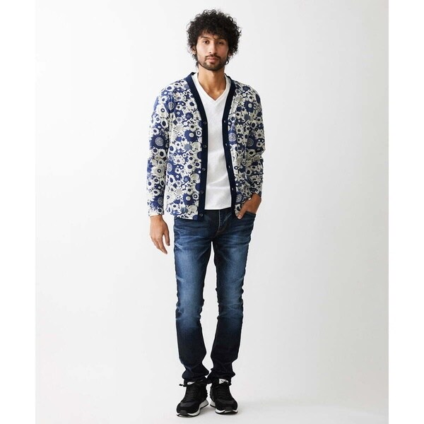 ミッシェルクランオム（MICHEL  HOMME）/《日本製》フラワー柄プリントカーディガン