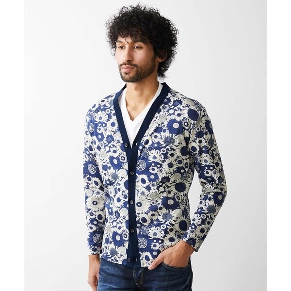 ミッシェルクランオム（MICHEL  HOMME）/《日本製》フラワー柄プリントカーディガン