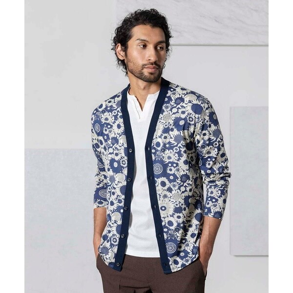 ミッシェルクランオム（MICHEL  HOMME）/《日本製》フラワー柄プリントカーディガン