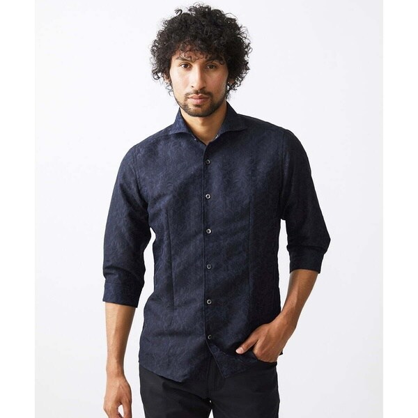 ミッシェルクランオム（MICHEL  HOMME）/《日本製》ボタニカル柄七分袖シャツ