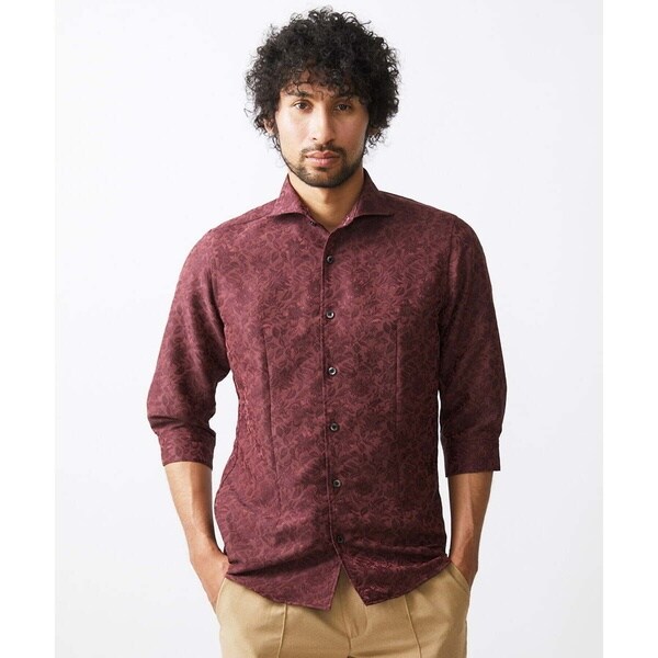 ミッシェルクランオム（MICHEL  HOMME）/《日本製》ボタニカル柄七分袖シャツ