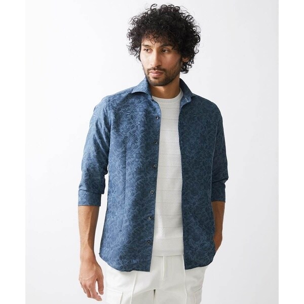 ミッシェルクランオム（MICHEL  HOMME）/《日本製》ボタニカル柄七分袖シャツ