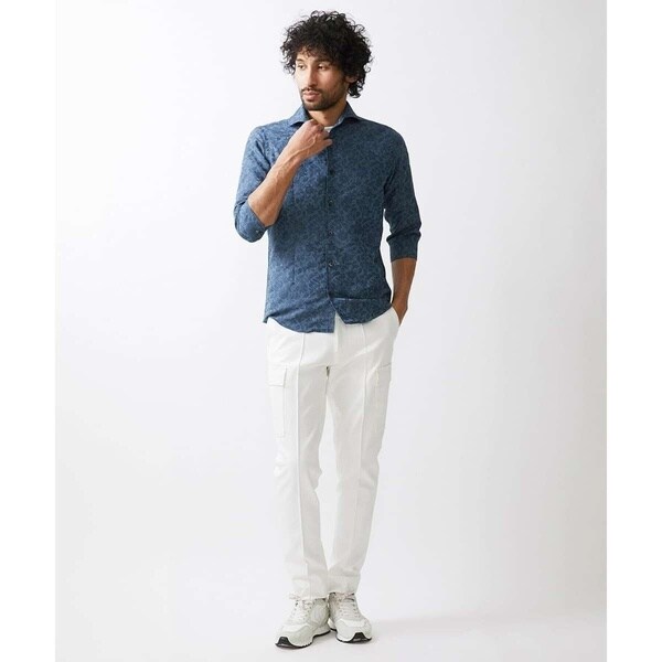 ミッシェルクランオム（MICHEL  HOMME）/《日本製》ボタニカル柄七分袖シャツ