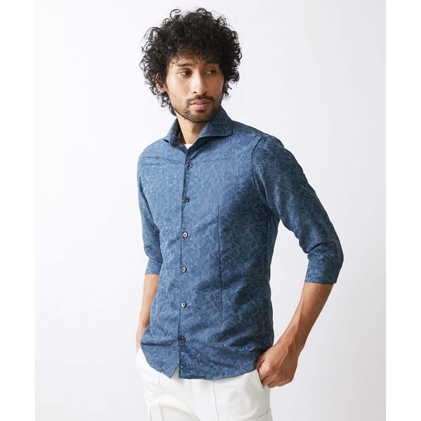 ミッシェルクランオム（MICHEL  HOMME）/《日本製》ボタニカル柄七分袖シャツ