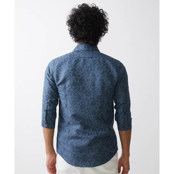 ミッシェルクランオム（MICHEL  HOMME）/《日本製》ボタニカル柄七分袖シャツ