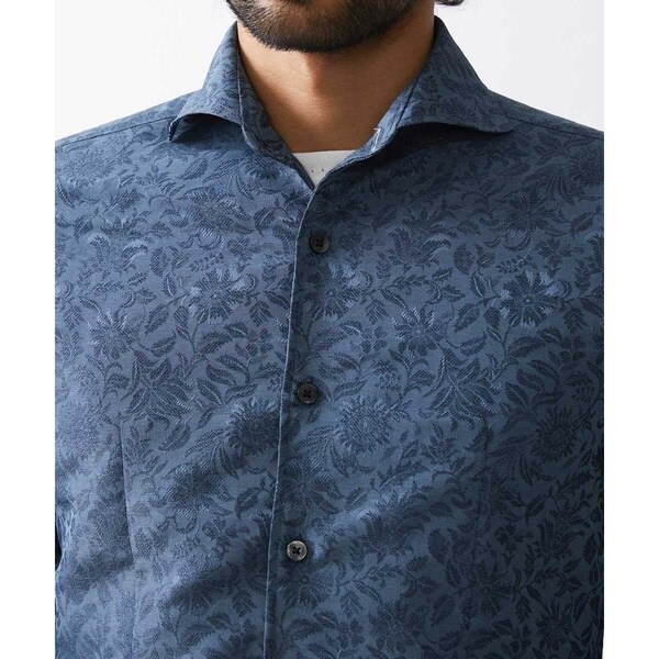 ミッシェルクランオム（MICHEL  HOMME）/《日本製》ボタニカル柄七分袖シャツ