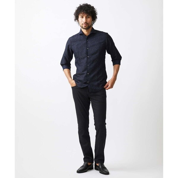 ミッシェルクランオム（MICHEL  HOMME）/《日本製》ボタニカル柄七分袖シャツ