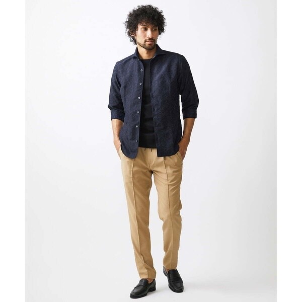 ミッシェルクランオム（MICHEL  HOMME）/《日本製》ボタニカル柄七分袖シャツ