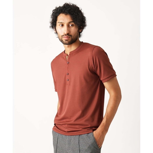 ミッシェルクランオム（MICHEL  HOMME）/ヘンリーネックプリーツ半袖カットソー