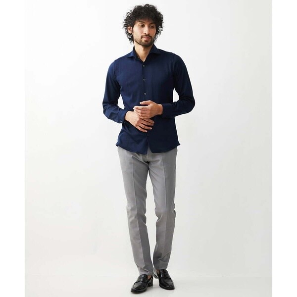 ミッシェルクランオム（MICHEL  HOMME）/《日本製》ヘリンボン柄長袖シャツ