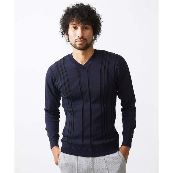 ミッシェルクランオム（MICHEL KLEIN HOMME）/切り替えストレッチVネックニット_2