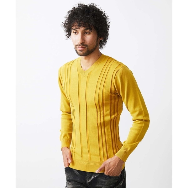 ミッシェルクランオム（MICHEL KLEIN HOMME）/切り替えストレッチVネックニット_4