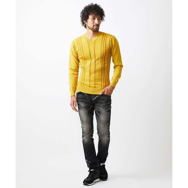 ミッシェルクランオム（MICHEL KLEIN HOMME）/切り替えストレッチVネックニット_5