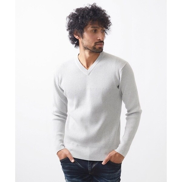 ミッシェルクランオム（MICHEL KLEIN HOMME）/リブ編みVネックニット