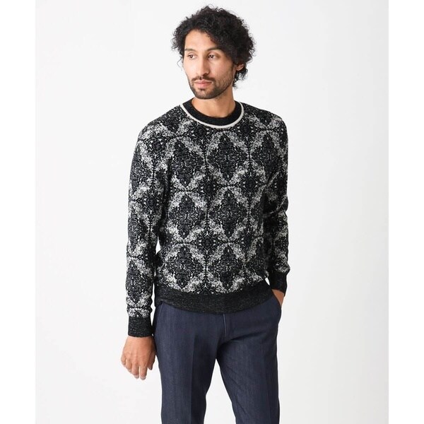 ミッシェルクランオム（MICHEL  HOMME）/《日本製》ダマスク柄クルーネックニット