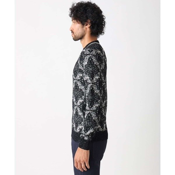ミッシェルクランオム（MICHEL  HOMME）/《日本製》ダマスク柄クルーネックニット