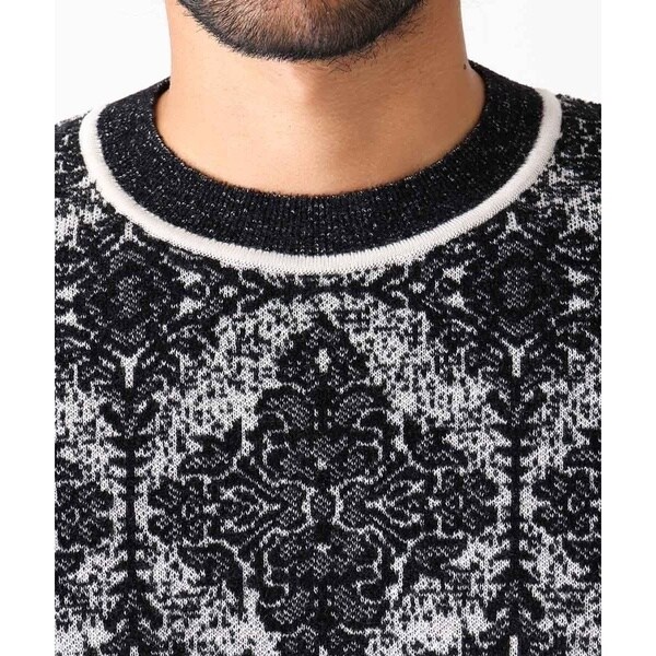 ミッシェルクランオム（MICHEL  HOMME）/《日本製》ダマスク柄クルーネックニット