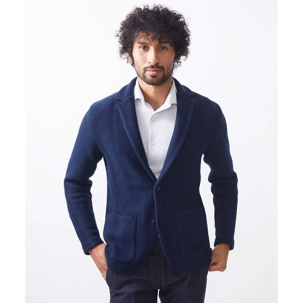 ミッシェルクランオム（MICHEL KLEIN HOMME）/《日本製》へリンボン柄ウールニットジャケットの通販は