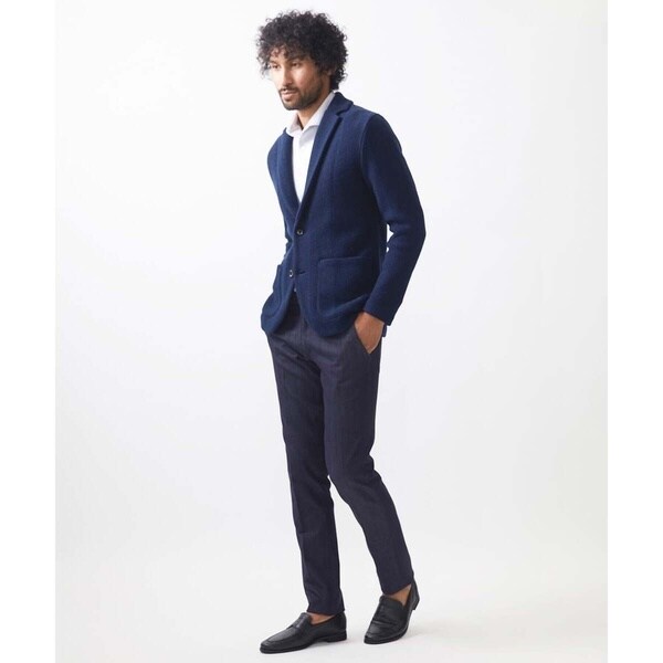 ミッシェルクランオム（MICHEL  HOMME）/《日本製》へリンボン柄ウールニットジャケット