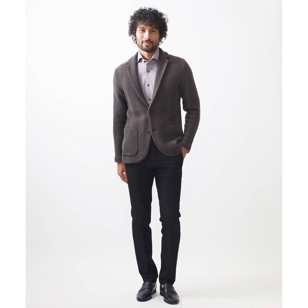 ミッシェルクランオム（MICHEL  HOMME）/《日本製》へリンボン柄ウールニットジャケット