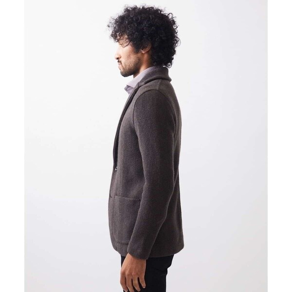 ミッシェルクランオム（MICHEL  HOMME）/《日本製》へリンボン柄ウールニットジャケット